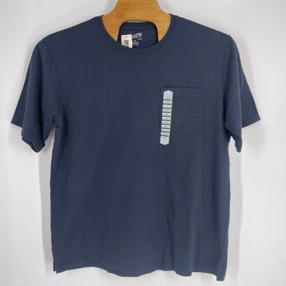 Duluth Trading Co Mens Navy Blue Longtail T Relaxed Fit Pocket T-Shirt XL NEW